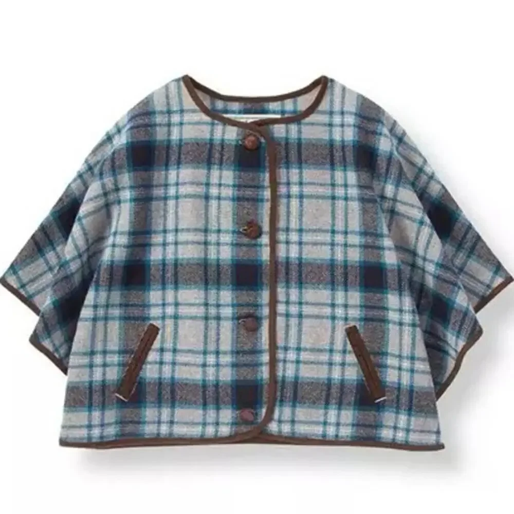 Janie and Jack Girl's Grey Plaid Riding Cape sz 6-12 months Equestrian
